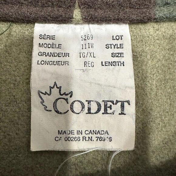 Vintage Codet Camo Wool Bomber Jacket Made In Canada Military Hunting Outdoor XL - Picture 7 of 15